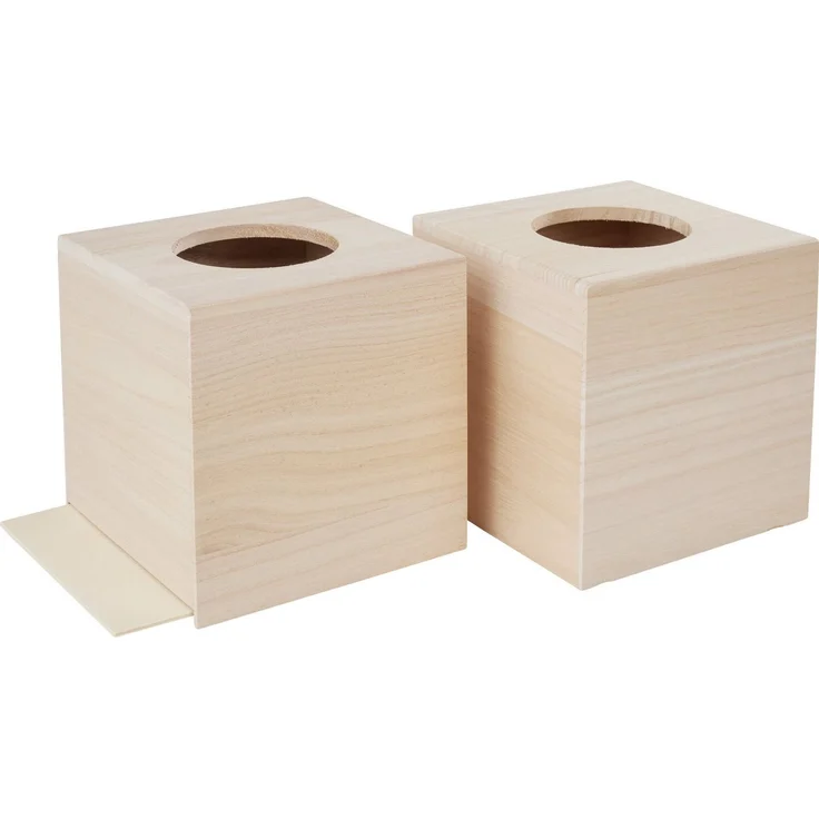 VBS Aufbewahrungsbox Kosmetiktuch-Box, Quadratisch mit runder Öffnung 14 cm x 14 cm x 13,5 cm 2er-Pack – Bild 2