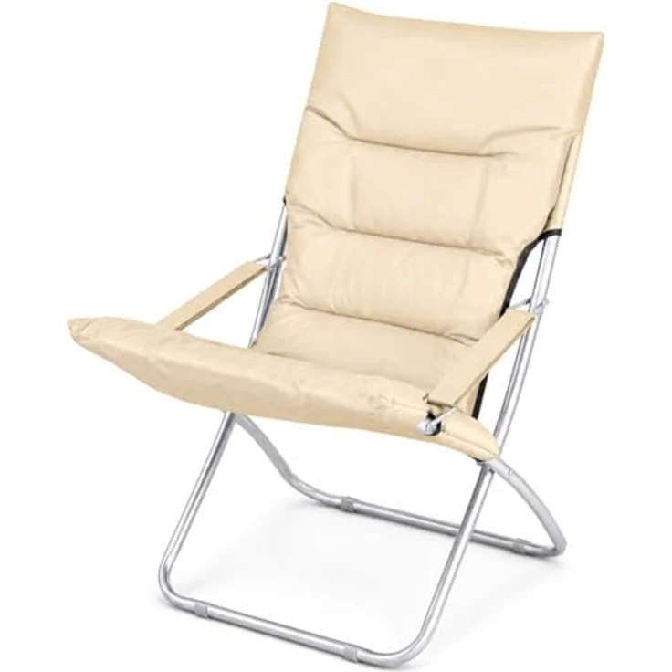 BAKAJI Klappbarer Strandstuhl, tragbar, zusammenklappbar, Gestell aus Aluminiumrohr, Bezug aus Oxford-Gewebe, für Strand, Meer, Camping, Beige – Bild 7