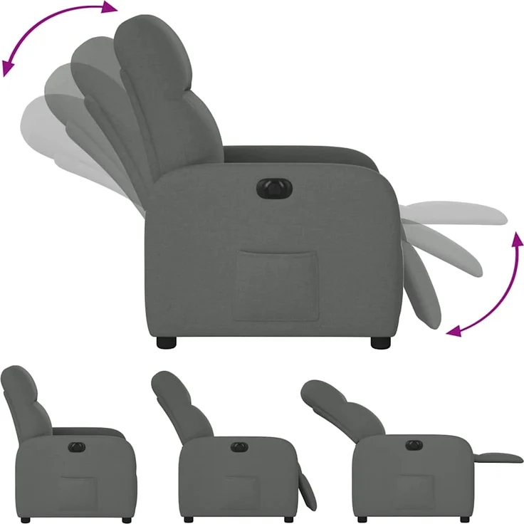 vidaXL Relaxsessel Elektrisch Dunkelgrau Stoff 3302953 – Bild 7