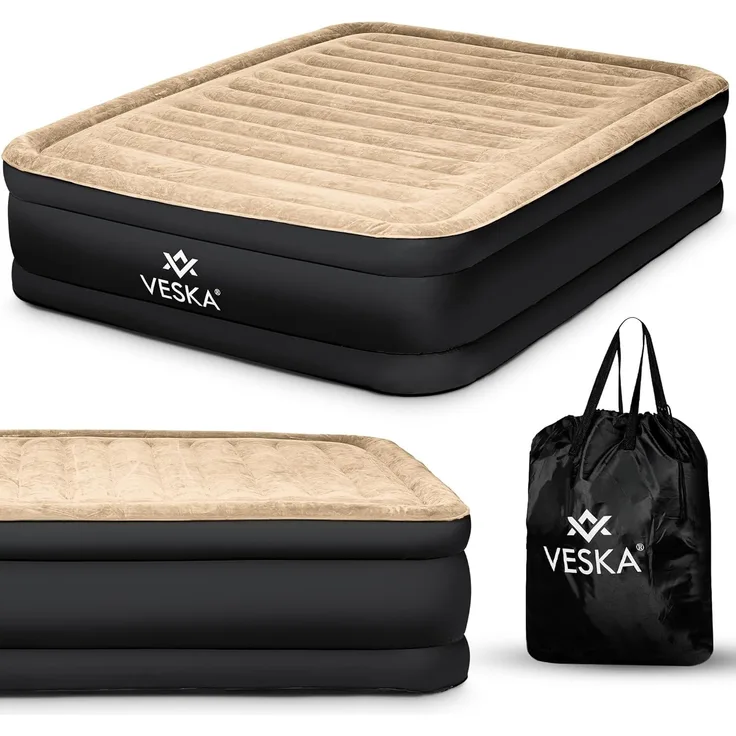 VESKA Luftbett Aufblasbare Matratze Selbstaufblasend Gästebett (mit eingebauter elektrischer Pumpe), für Camping und Heimgebrauch mit Tasche