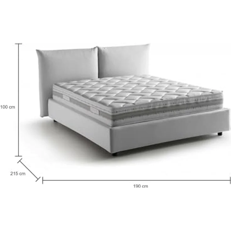 Talamo Italia - Cristel-Doppelbett, Bettkasten mit Stoffbezug, 100% Made in Italy, Öffnung vorne, inklusive Matratze 160 x 190 cm, Weiß – Bild 2