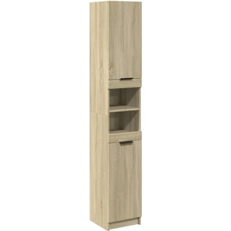 vidaXL Badschrank Sonoma-Eiche 32x34x188,5 cm Holzwerkstoff 849656 – Bild 2