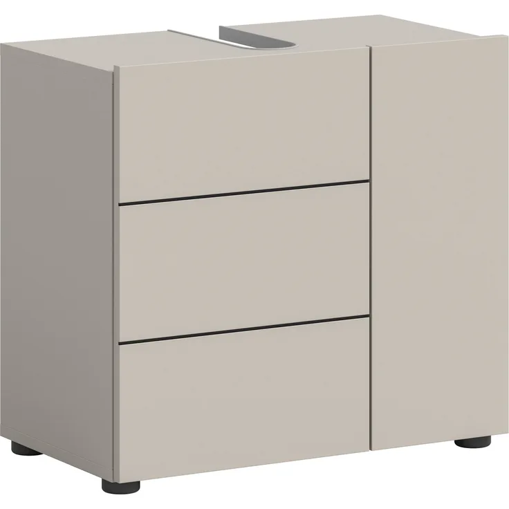 Waschbeckenunterschrank (B/H/T: 60x56x34 cm) in Kaschmir Nachbildung und schwarz