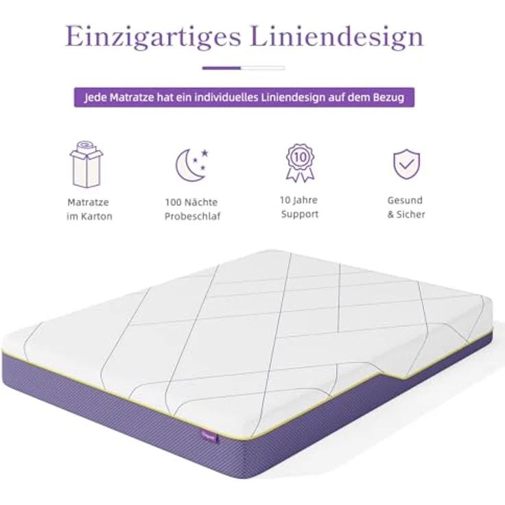 Vesgantti Matratze 90x200 cm H3 Kaltschaummatratze, 18 cm Höhe, ÖkoTex Zertifiziert, Mittelfest Rollmatratze, Waschbarer Abnehmbarer Stoffbezug Matratzen mit Reißverschluss, Lavendel Violett – Bild 5