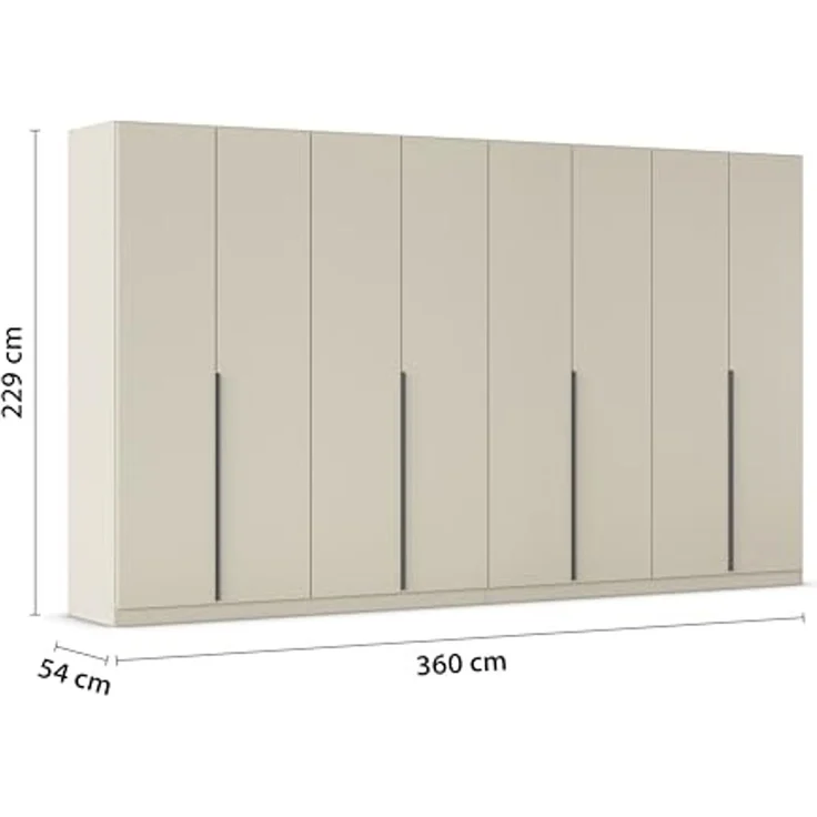 Rauch Möbel Alabama, Kleiderschrank für Schlafzimmer, Kinderzimmer, Wohnzimmer, Garderobe, Flur, 8-türig, mit Zubehör Basic, Farbe Beige, Breite 360 cm – Bild 3