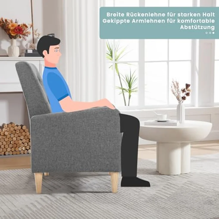 Woltu Ohrensessel (1-St), Relaxsessel mit Massivholzbeinen, Loungesessel modern – Bild 9