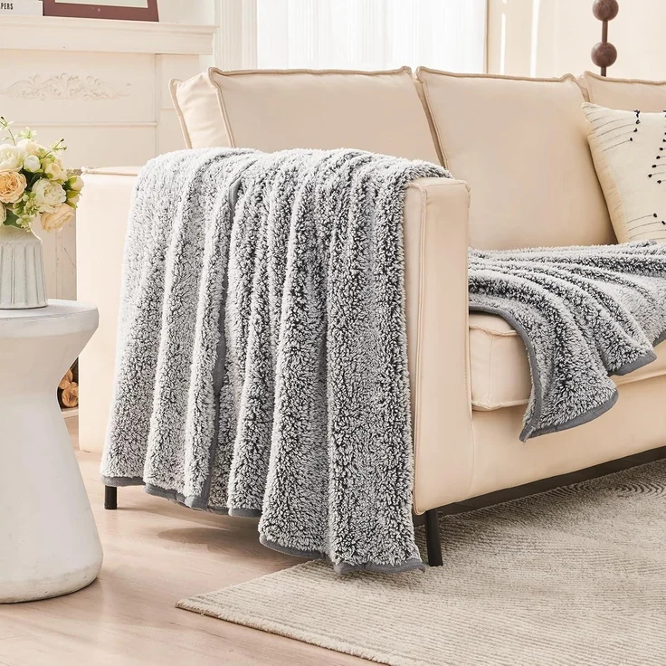 Sherpa Decke Kuscheldecke Flauschig Sofadecke Doppelgesicht Weich 130x150cm – Bild 2