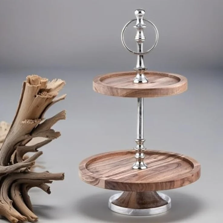 Marrakesch Orient & Mediterran Interior Etagere Etagere aus Holz Amalie rund, Vintage Cupcake Ständer als Tischdeko, Handarbeit – Bild 1