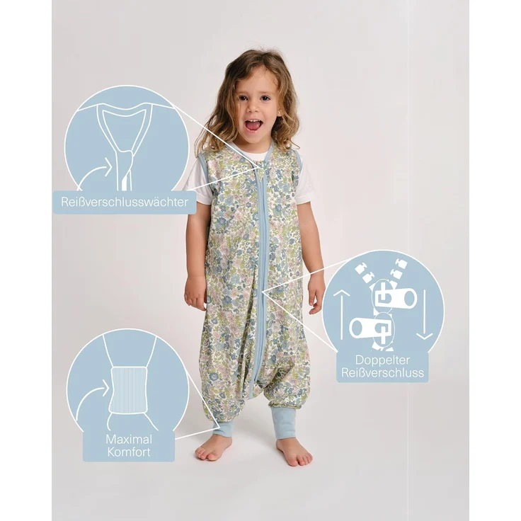 molis&co. Baby-schlafsack mit Füßen. 0.5 TOG. 60 cm (6 Monate). Ideal für den Sommer. Commelina. 100% Baumwolle (OEKO-TEX 100). – Bild 2