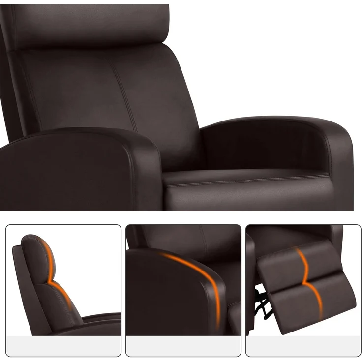 Yaheetech Relaxsessel Fernsehsessel Ruhesessel Liegesessel mit Liege-Funktion Polstersessel Kunstleder verstellbar Einzelliegesessel Wohnzimmer Schlafzimmer Heimkino Braun – Bild 7