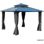 BRAST Pavillon Aluminium Pagode 3,5x3,5m Grau inkl. Moskitonetz festes Dach wasserdicht stabil UV-Schutz