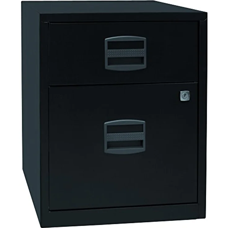 Bisley Home mobiler Beistellschrank PFA, 1 Universalschublade, 1 HR-Schublade, Metall, 633 Schwarz, 40 x 41.3 x 52.8 cm – Bild 2