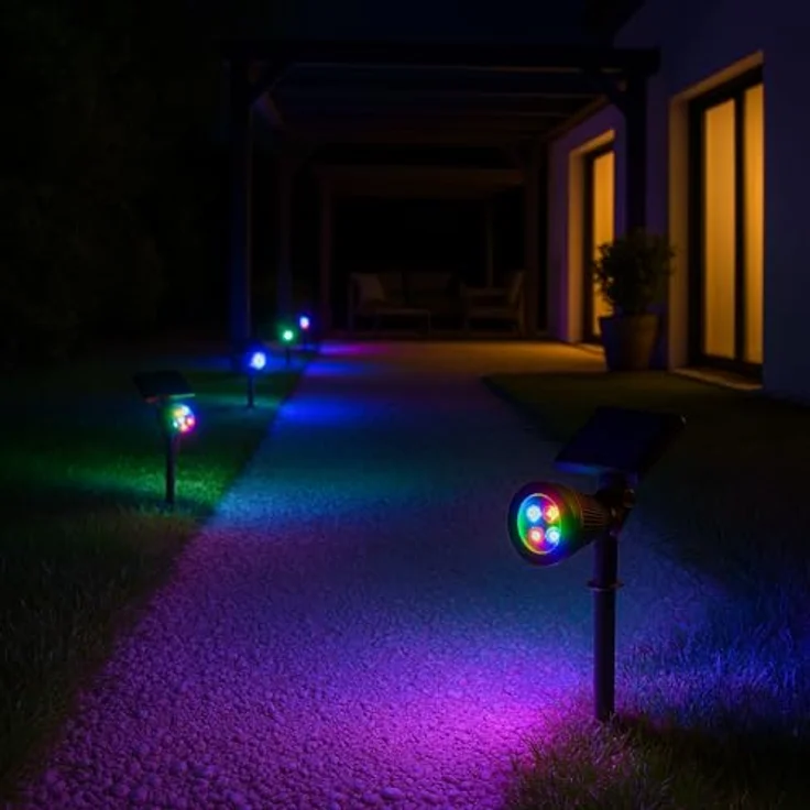 Lumisky 2er Set Solar Strahler 100LM, LED-SOLAR-SPOT 2x Spiky C34 für Gartenbeleuchtung, bis zu 12 Stunden Laufzeit – Bild 2