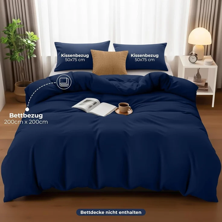 Utopia Bedding Bettwäsche 200x200 Set - Mikrofaser Bettbezug 200x200 cm + 2 Kissenbezüge 50x75 cm - Marineblau – Bild 4