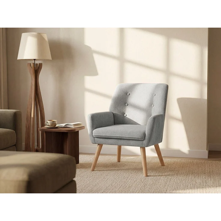 Vente-unique - SERINO - Sessel mit gerader Rückenlehne - Holz, Platte - Holz - Grau - 65 x 68 x 79 cm – Bild 2