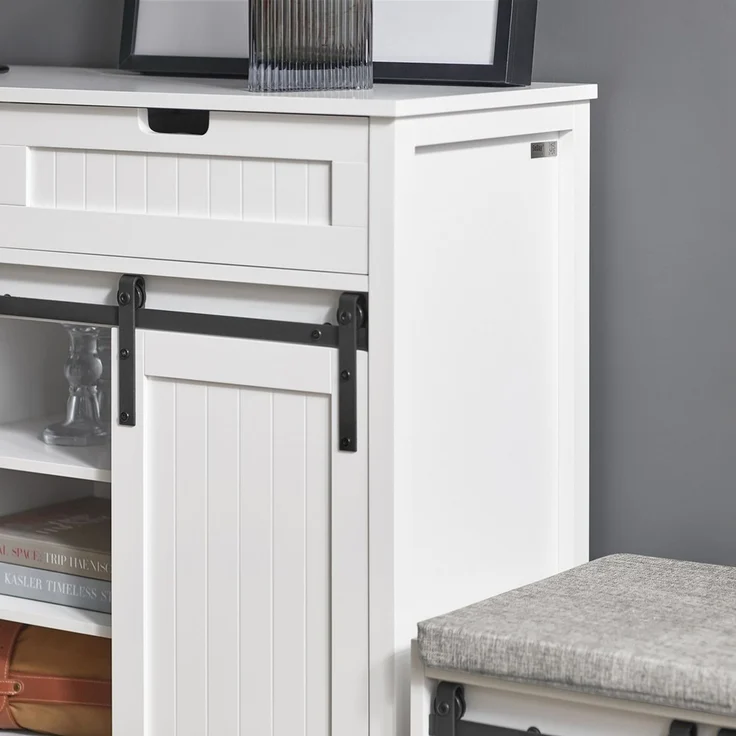 SoBuy FSB74-W Schuhschrank, MDF, Lackiert, Weiß, 100 x 87 x 40 cm – Bild 5