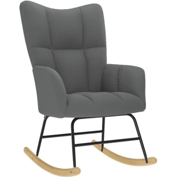 vidaXL Schaukelstuhl mit Fußhocker Dunkelgrau Stoff 4016801 – Bild 5