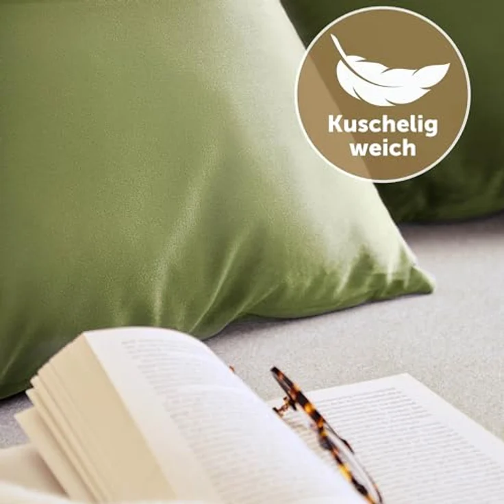 Blumtal Kissenbezug 2er Set - dekorativer Samt Kissenbezug mit verstecktem Reißverschluss, Kissenhülle für Zierkissen, waschbar – Bild 4