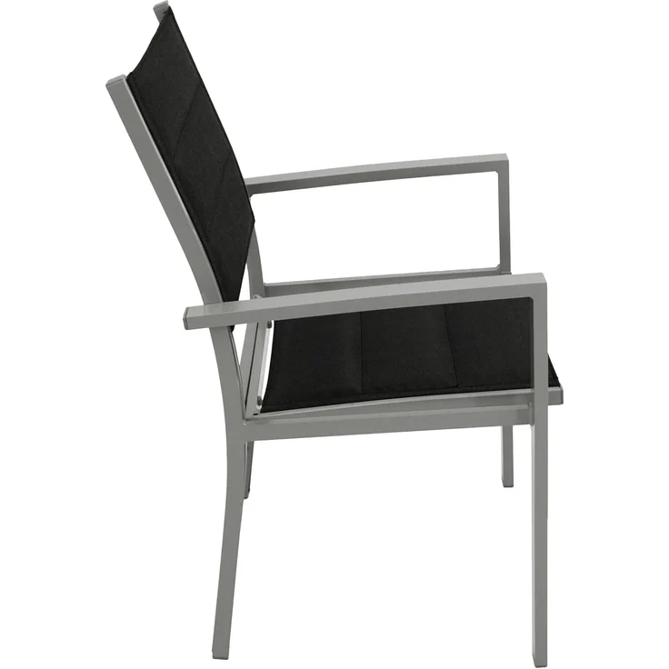 DEGAMO MADEIRA Gartensessel, Alu + Kunstgewebe, silbergrau/schwarz, 58cm 2-er Set – Bild 4