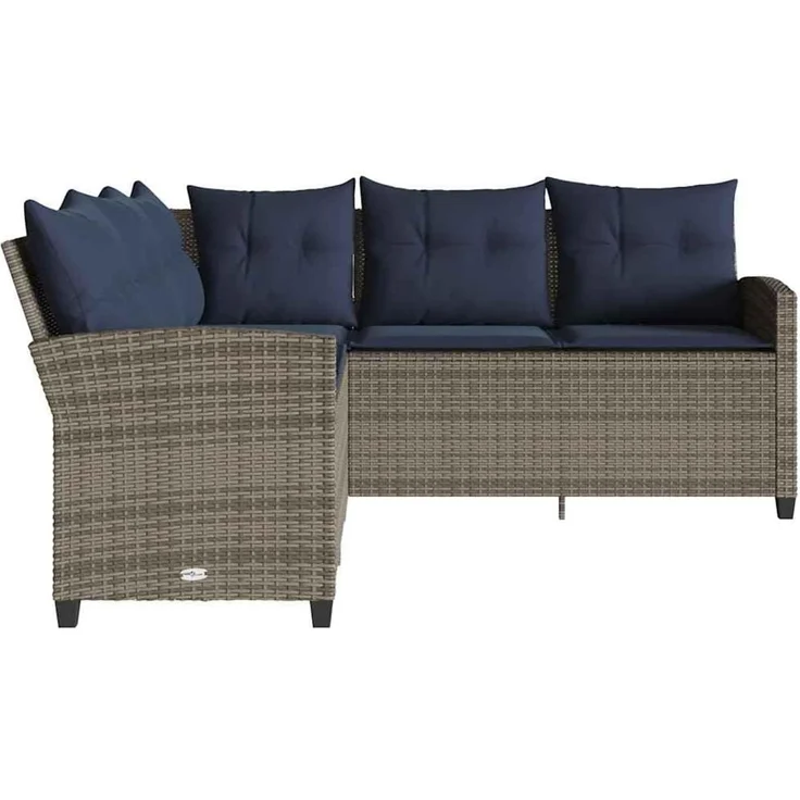 vidaXL L-förmiges Couchsofa mit Kissen Graues Polyrattan 365419 – Bild 7