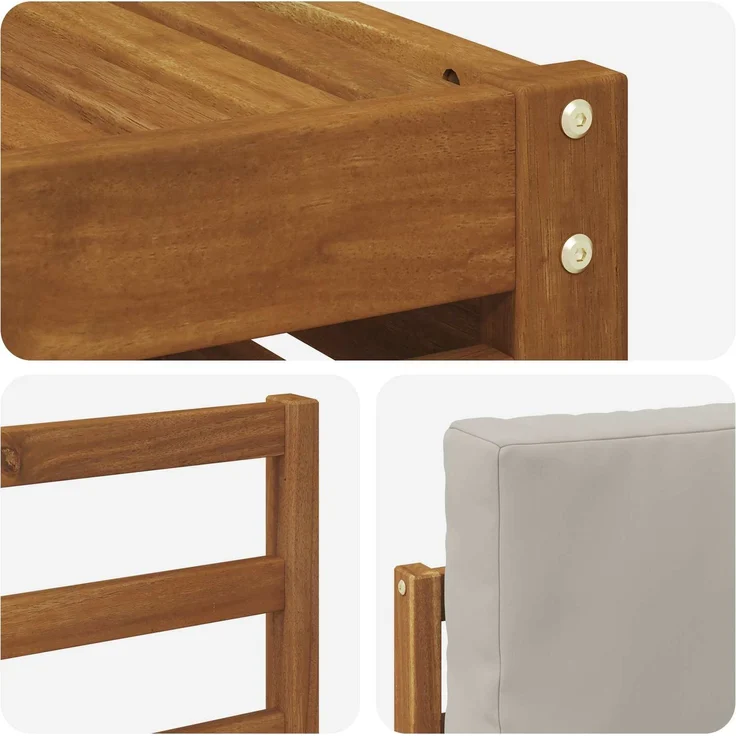 vidaXL Outdoor-Sofagarnitur 5 stk. 4-Sitzer Natur und Hellgrau 3374751 – Bild 7