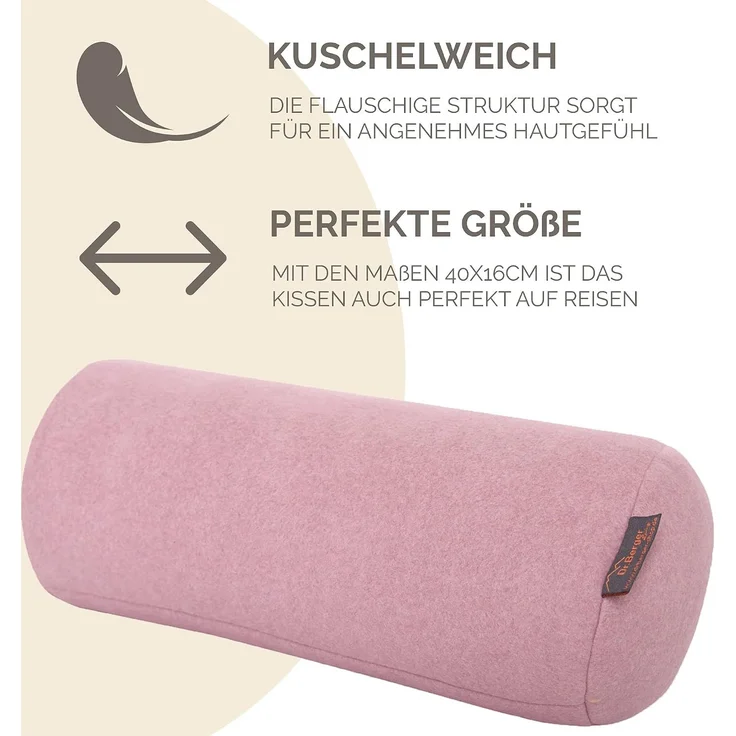 Dr. Berger Velours-Fleece Nackenrolle Rosa 40 x 16 cm – Bild 5