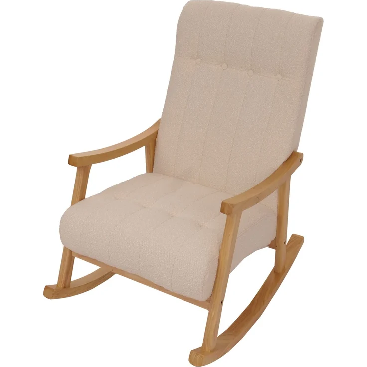 Schaukelstuhl HWC-K10, Relaxsessel, Holz FSC® Stoff/Textil Bouclé (450g/m²) ~ beige, Gestell natur – Bild 8