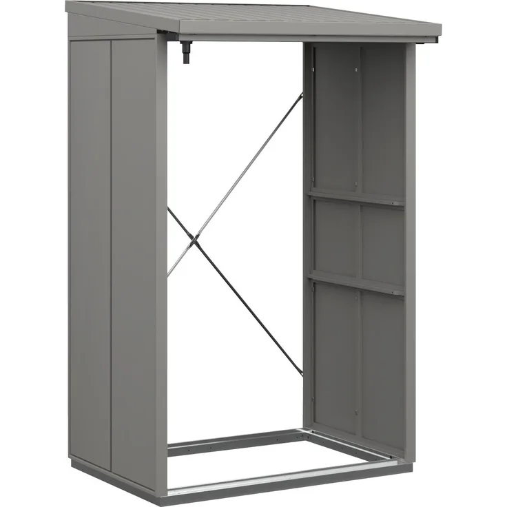Hörmann Ecostar Metall Kaminholzregal Elegant Typ 1, 123 x 103 cm, graualuminium, 123 x 103 x 198 cm (T x B x H)