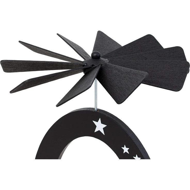 BRUBAKER Weihnachtspyramide Teelicht Holzpyramide Maria, Josef und Jesus, Weihnachtsdeko, Schwarz-weiße Teelichtpyramide mit 4 Teelichthaltern aus Glas – Bild 4