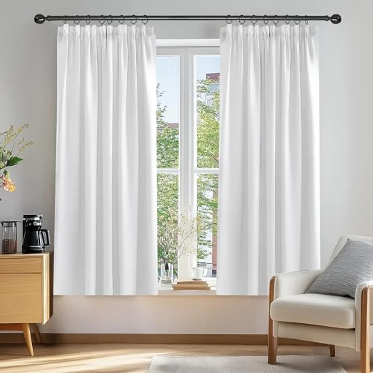 Deconovo Gardinen Kräuselband für Schienensystem Thermovorhang Silber Grau | 2er Set, H 138 x B 168 cm, Blackout Curtain, Schlafzimmer Gardinen, Vorhänge Kurz, für Schienensystem, Schallschutz Vorhang – Bild 1