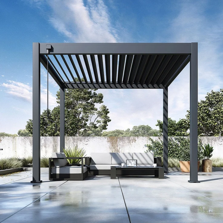 Weide Classic | Pergola Aluminium freistehend | 3 x 3 M | Lamellendach anthrazit – Bild 3