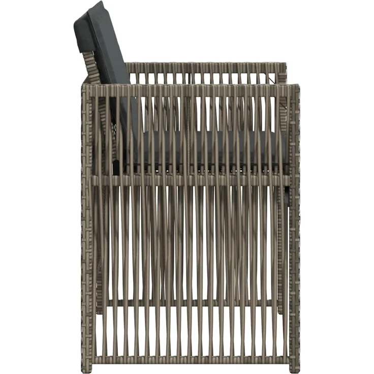 vidaXL Gartenstühle mit Kissen 4 Stk. Grau Poly Rattan 364968 – Bild 5
