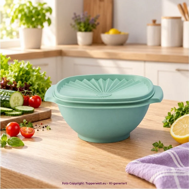 TUPPERWARE Vorratsdose Tupperware Servierschüssel Sonnen 1,3 l – Mintgrün – mit Deckel