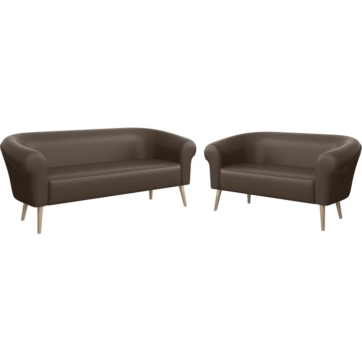 MEBLINI Sofa-Set EMILIA 3+2 - Braun Kunstleder - für Wohnzimmer - Mini Lounge für fünf Personen - Küchensofa - Sofa Klein - Sitzgarnitur - Polstergarnitur - Sofagarnituren – Bild 1