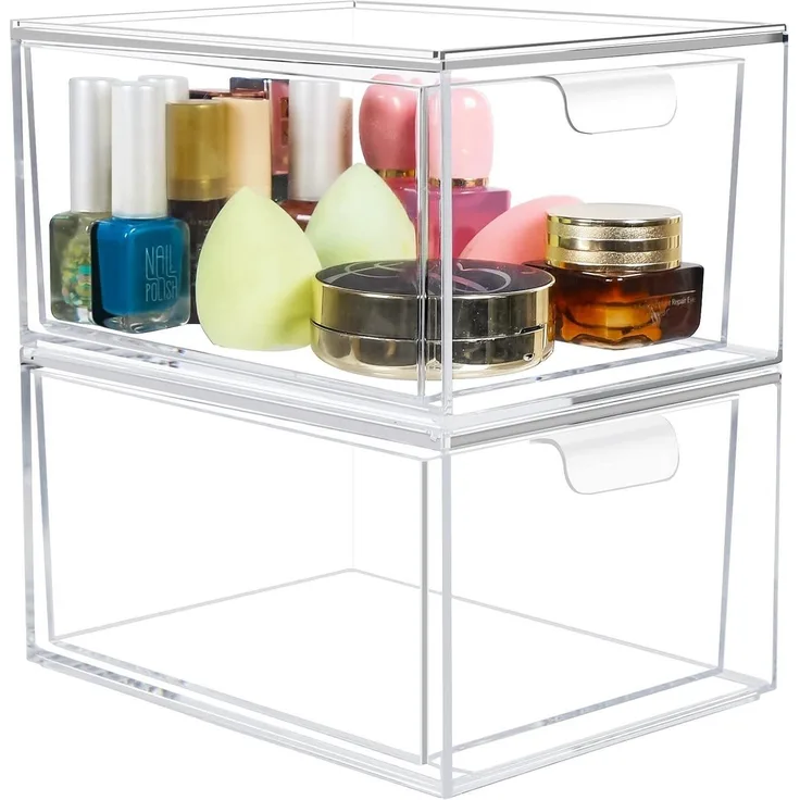 Greentainer Kosmetik-Organizer Schubladen Acryl Make-up Aufbewahrungsbox 2er Set