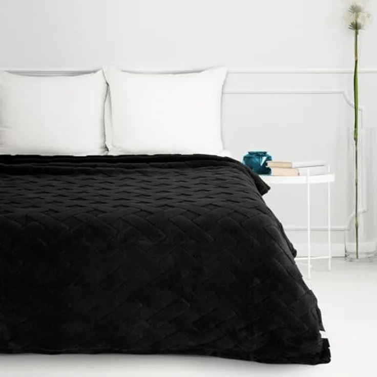 Wohndecke CARO Design91 Karierte Kuscheldecke ideales Geschenk Weiche warme Decke 170X210 cm schwarz – Bild 6