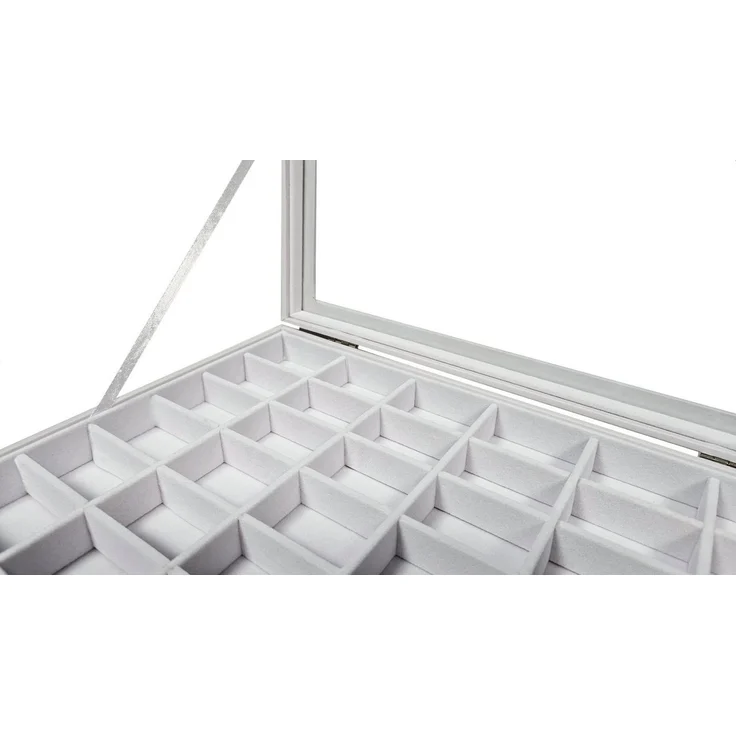 Yudu Schmuckkasten Schmucklade Schmuckkasten Schaukasten mit Glasdeckel Weiss – Bild 3