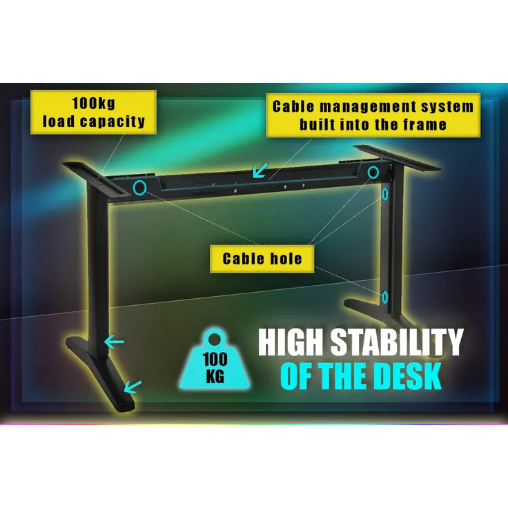 SyberDesk Gaming Eckschreibtisch V2 LED, 197 x 132 cm, RGB Gaming Tisch L-Form, USB-HUB, Kabelmanagement, Artisan-Eiche, (Rechts-Eichenstil) – Bild 5