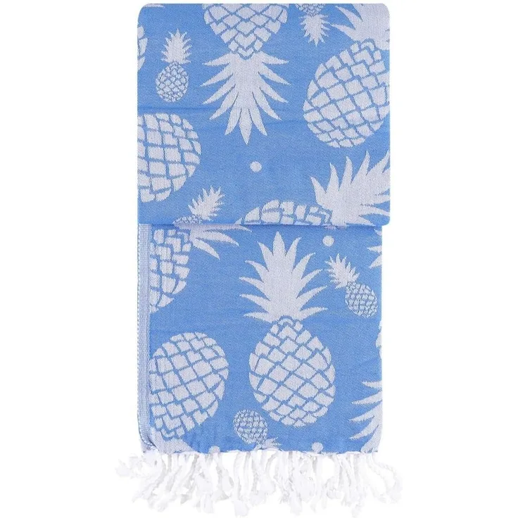 Mijolnir 'Ananas - Blue' Fouta (Strandtuch), Blau, 100 x 180 cm