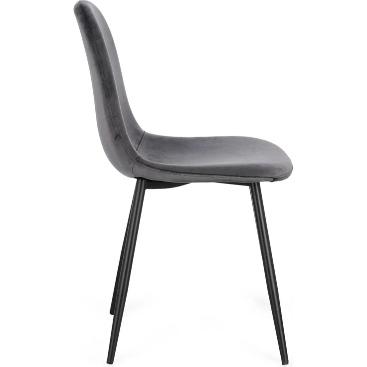 Esszimmerstuhl New Irelia aus Samt, modern gepolstert, Dunkelgrau, 4er-Set, Metallgestell – Bild 3