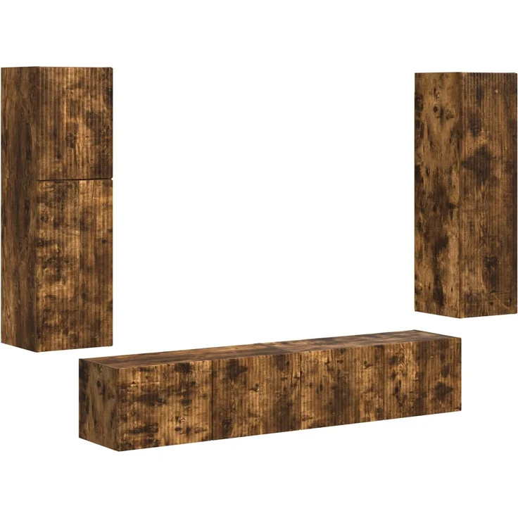 vidaXL TV-Schrankset 4 pcs Geräucherte Eiche Holzwerkstoff 3409038 – Bild 2