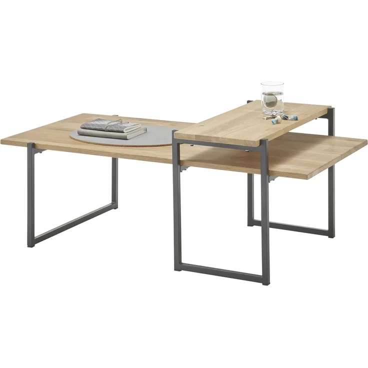 Couchtisch >Elliot< in Eiche, Metall schwarz - 118x48x64cm (BxHxT)