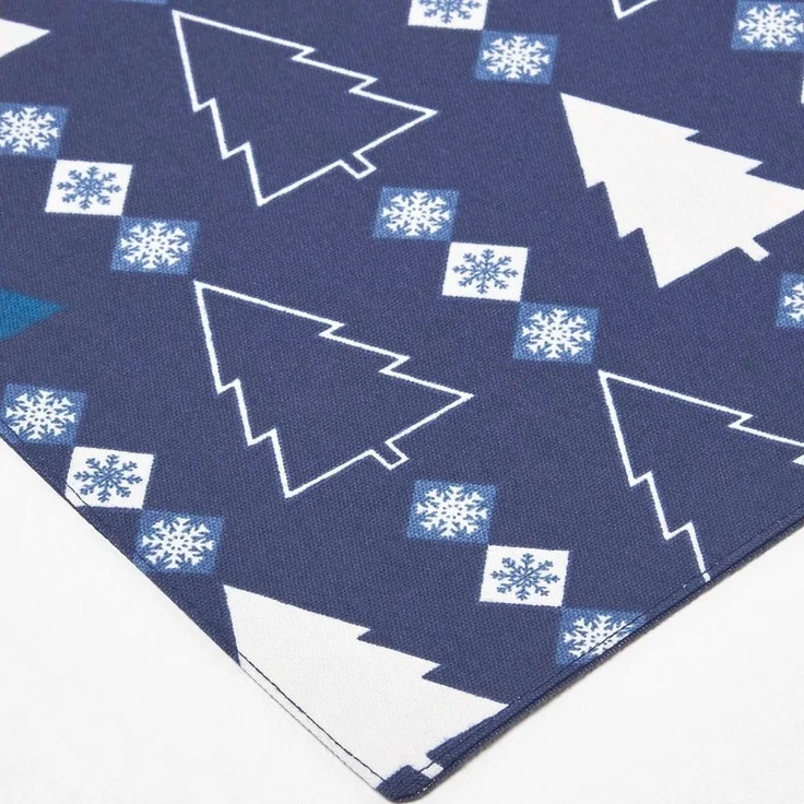 Homescapes Platzset 4 Weihnachtstischsets Winterland blau – 30 x 45 cm, 100% Baumwolle – Bild 2