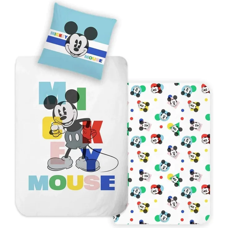 Disney Wendebettwäsche Disney Home Mickey Kinder Wendebettwäsche Set, 2 teilig, Mit Reißverschluss, 100% Baumwolle
