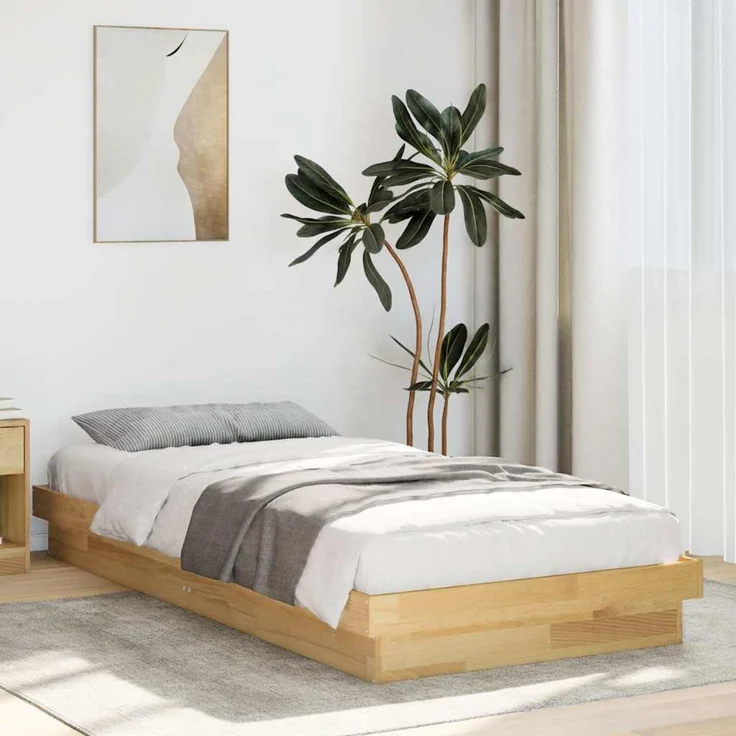 Einzelbetten, Betten für Erwachsene, Massivholzbett ohne Matratze 75x190 cm Eichenholz de3328 – Bild 2