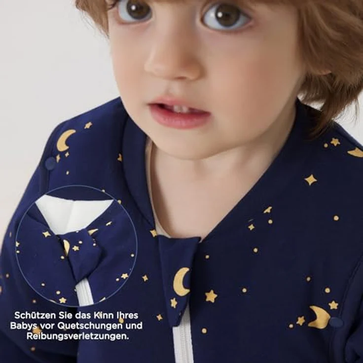 Duomiaomiao Baby Schlafsack mit Füßen 3.5 tog, winterschlafsack 100% Baumwolle Baby, Mädchen mit Schlafsack, Cartoon-Laub（der Mond die Sterne/65CM – Bild 3
