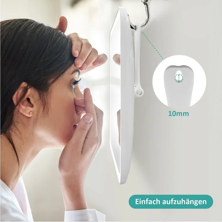 EMKE Kosmetikspiegel mit Beleuchtung und 3 fach Vergrößerung 3 Lichtfarben dimmbar, Tischspiegel mit Speicherfunktion – Bild 3