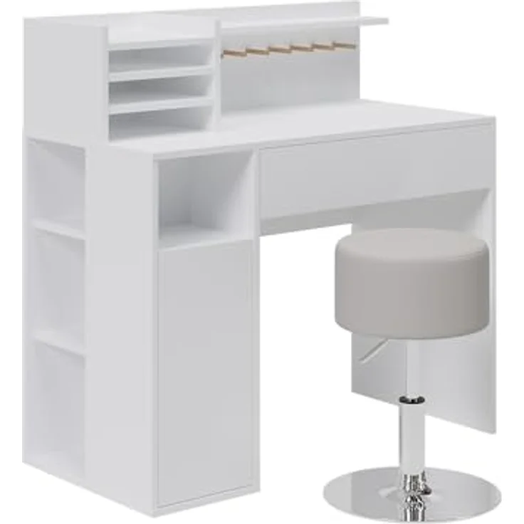 Schreibtisch Weiß 2 Teile, mit Hocker Vicco – Bild 2