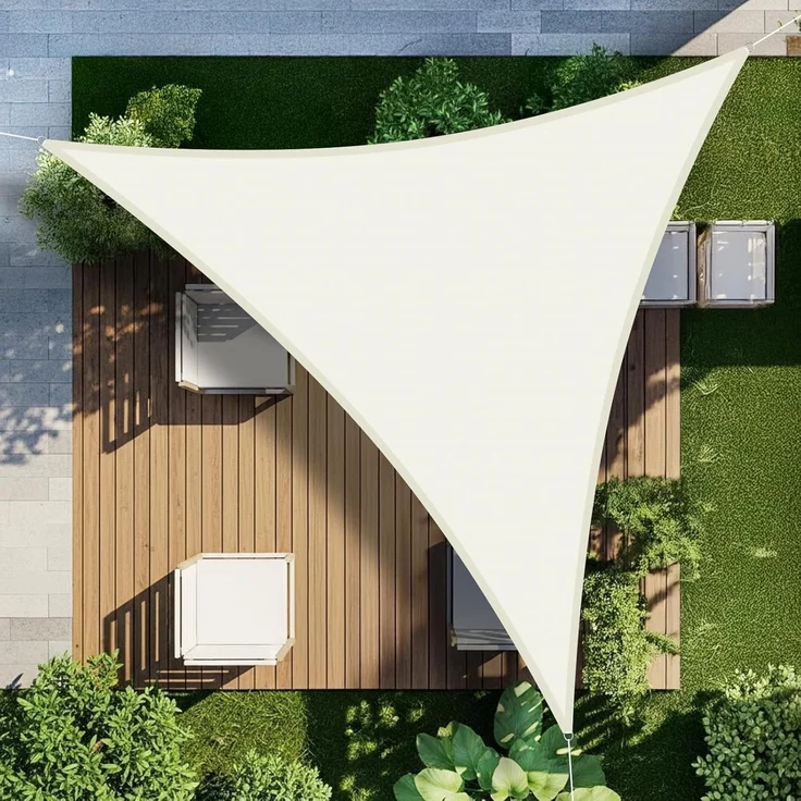 LOVE STORY Sonnensegel Wasserdicht 3 x 3 x 3 m Dreieckig PES Polyester Sonnenschutz Windschutz Balkon Terrasse 95% UV-Schut,für Balkon Garten,Cremeweiß – Bild 1