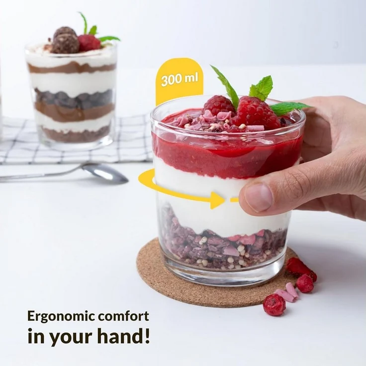 KONZEPT Dessertschale Dessertgläser Set aus Glas, große Gläser für Nachtisch, (6-tlg), 300 ml, Geeignet für Desserts, Getränke, Saucen. – Bild 2